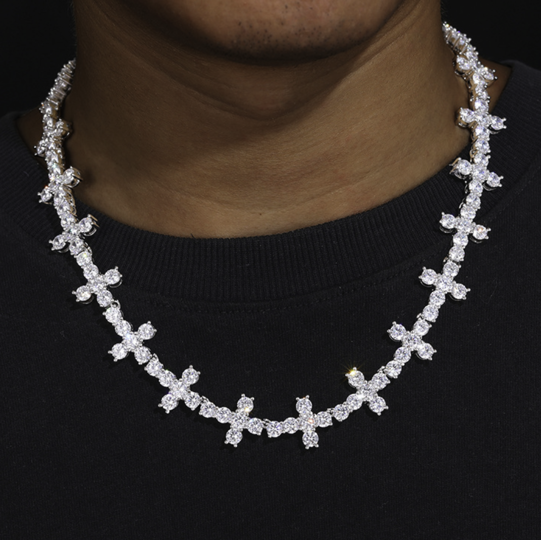 【Ice265】Firenze Cross Tennis Chain Silver
