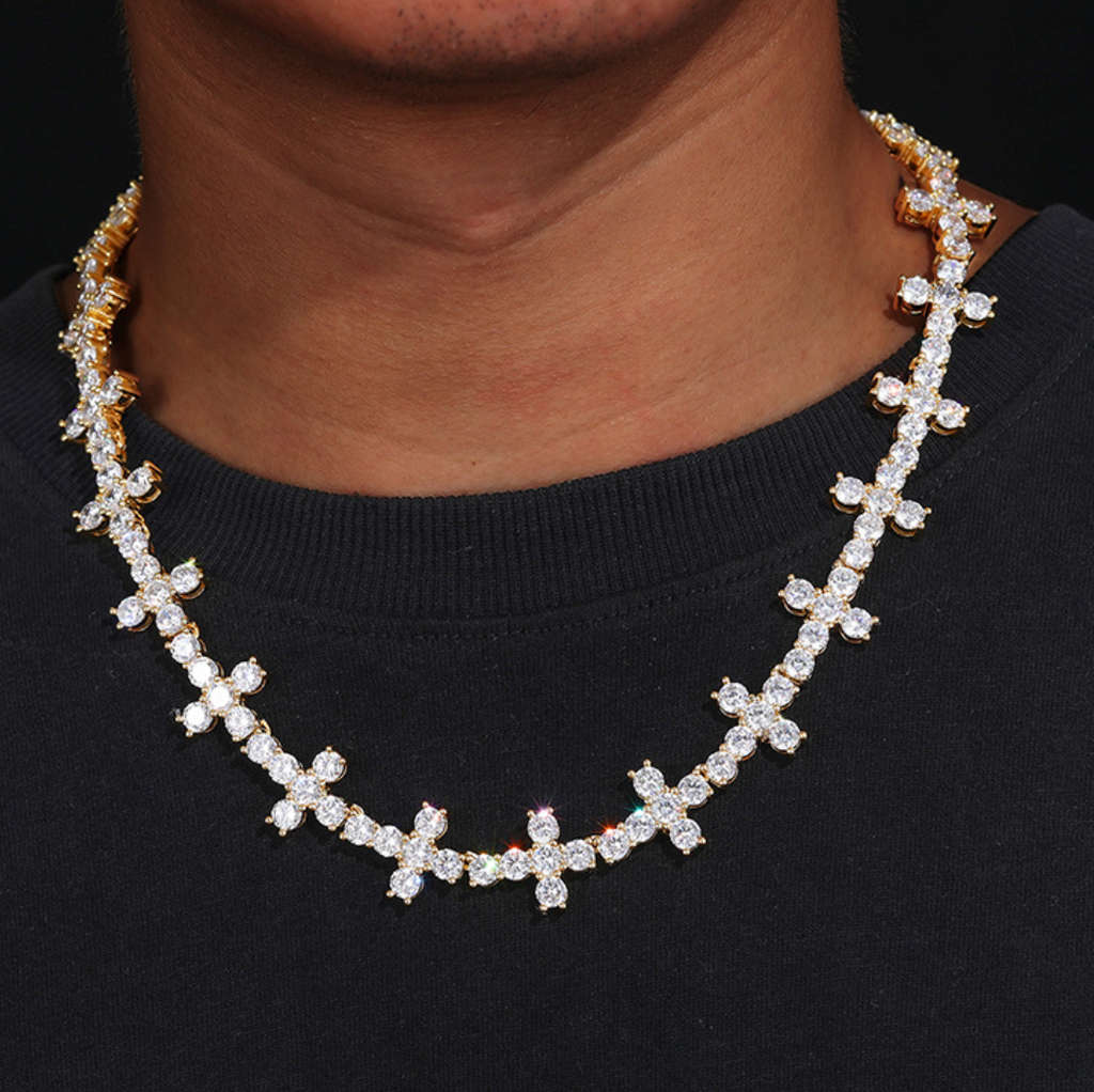 【Ice265】Firenze Cross Tennis Chain Silver