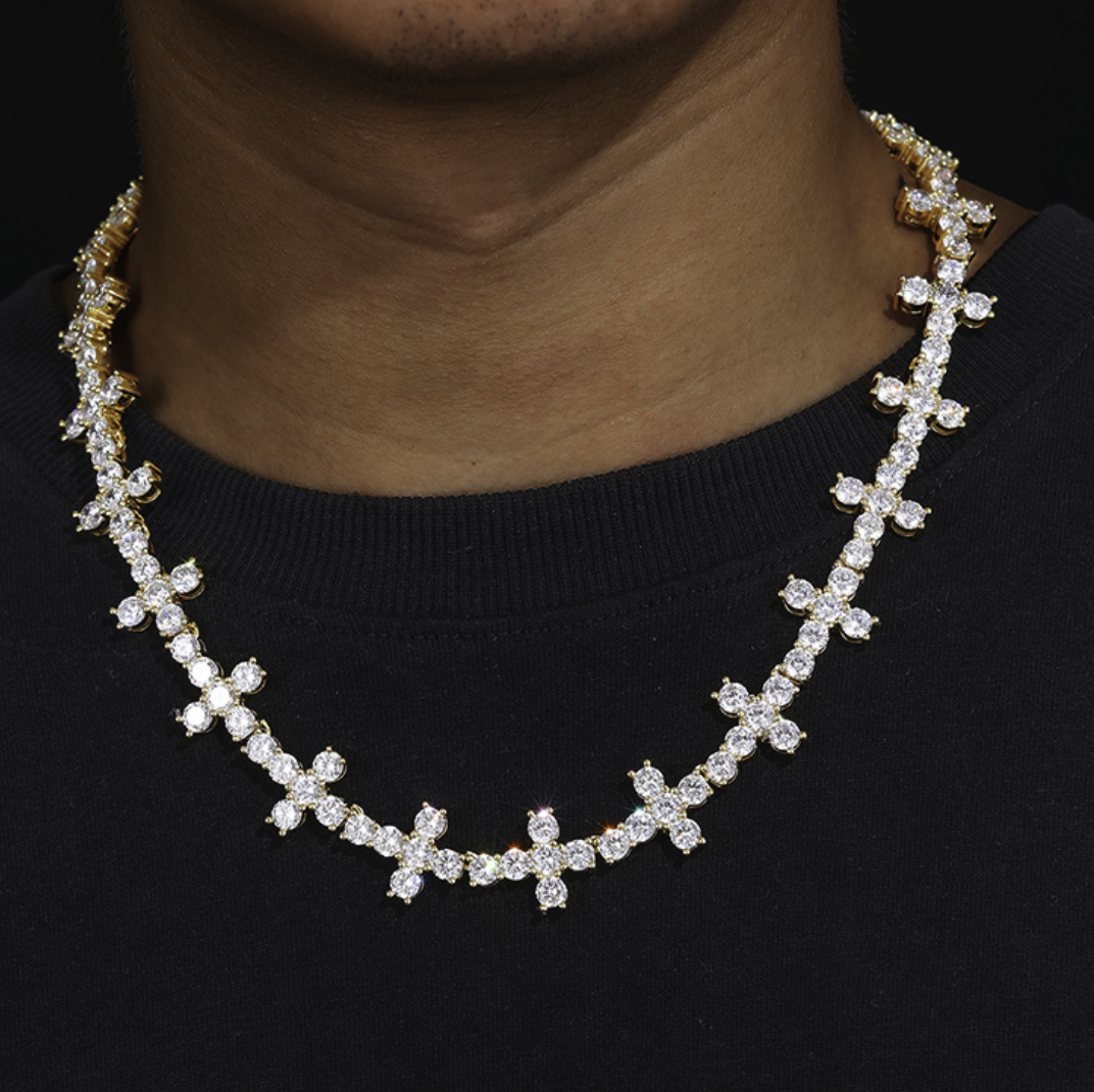 【Ice265】Firenze Cross Tennis Chain Silver