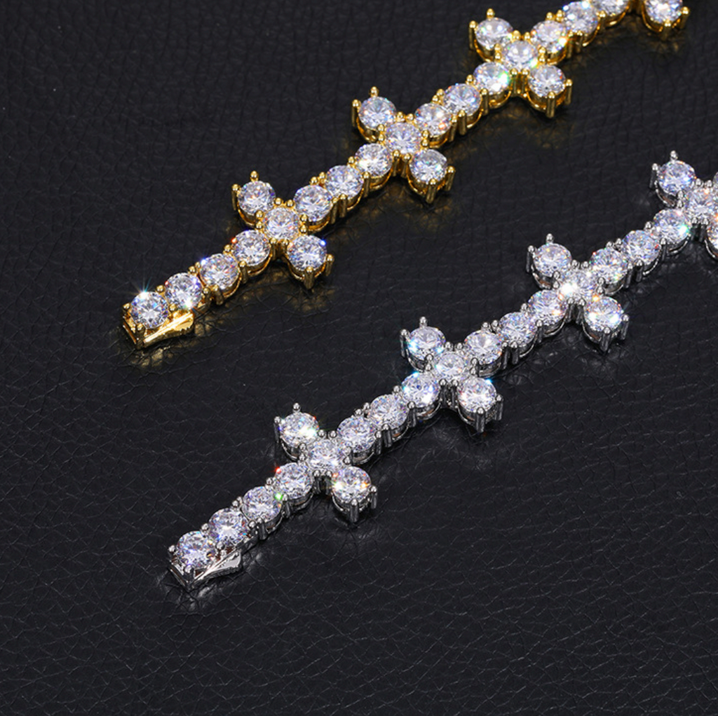 【Ice265】Firenze Cross Tennis Chain Silver