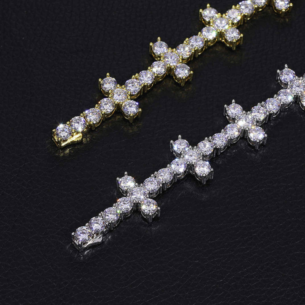 【Ice265】Firenze Cross Tennis Chain Silver