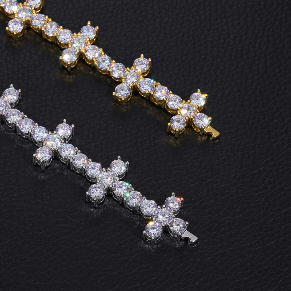 【Ice265】Firenze Cross Tennis Chain Silver