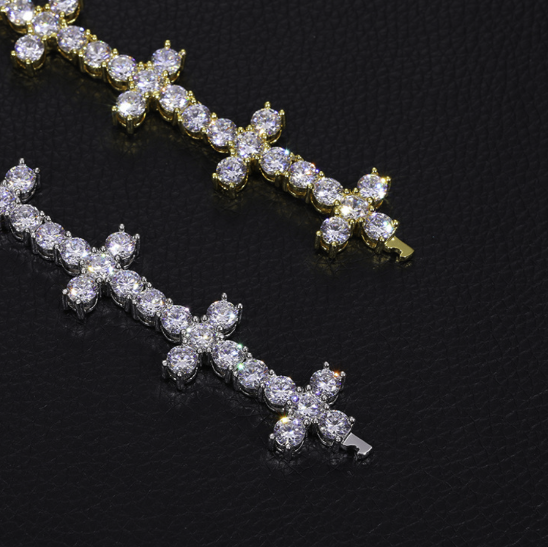 【Ice265】Firenze Cross Tennis Chain Silver
