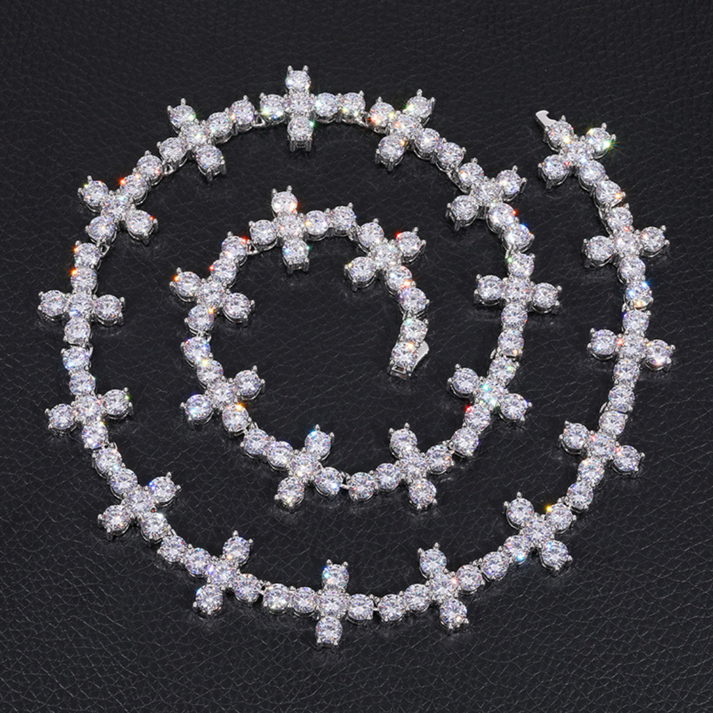 【Ice265】Firenze Cross Tennis Chain Silver