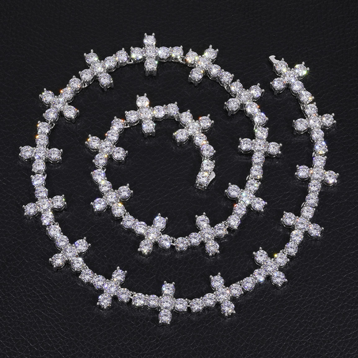 【Ice265】Firenze Cross Tennis Chain Silver