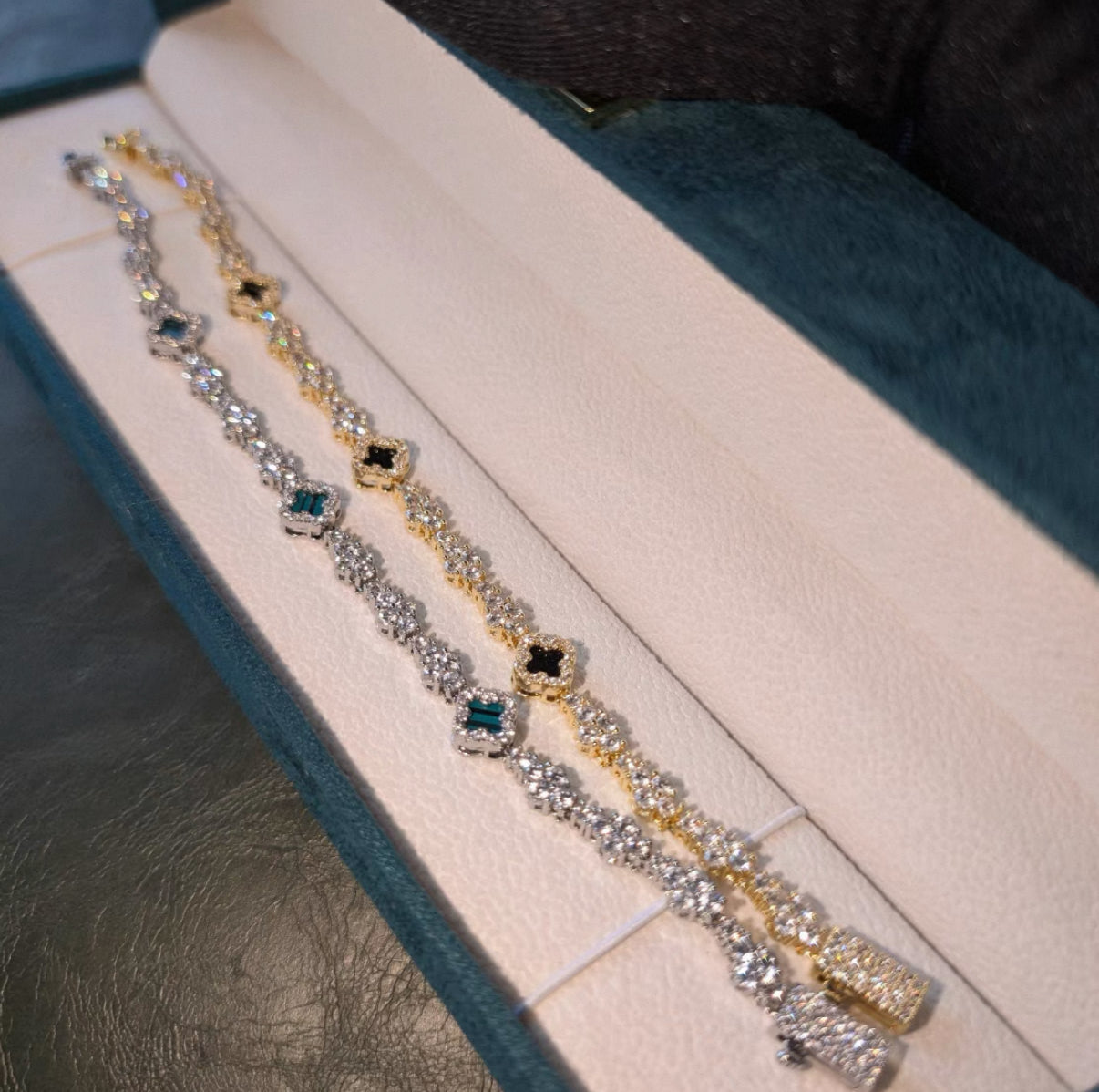 Ice90】Luxury Clover Triple Cut Tennis Chain Bracelet【Moissanite