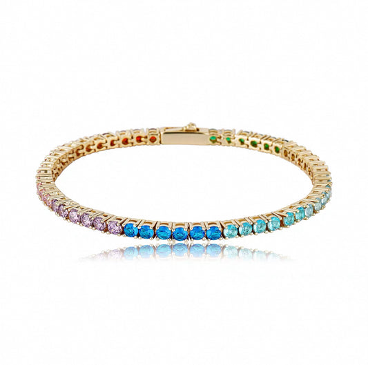 【Ice60】Rainbow Tennis Chain Bracelet(3mm)