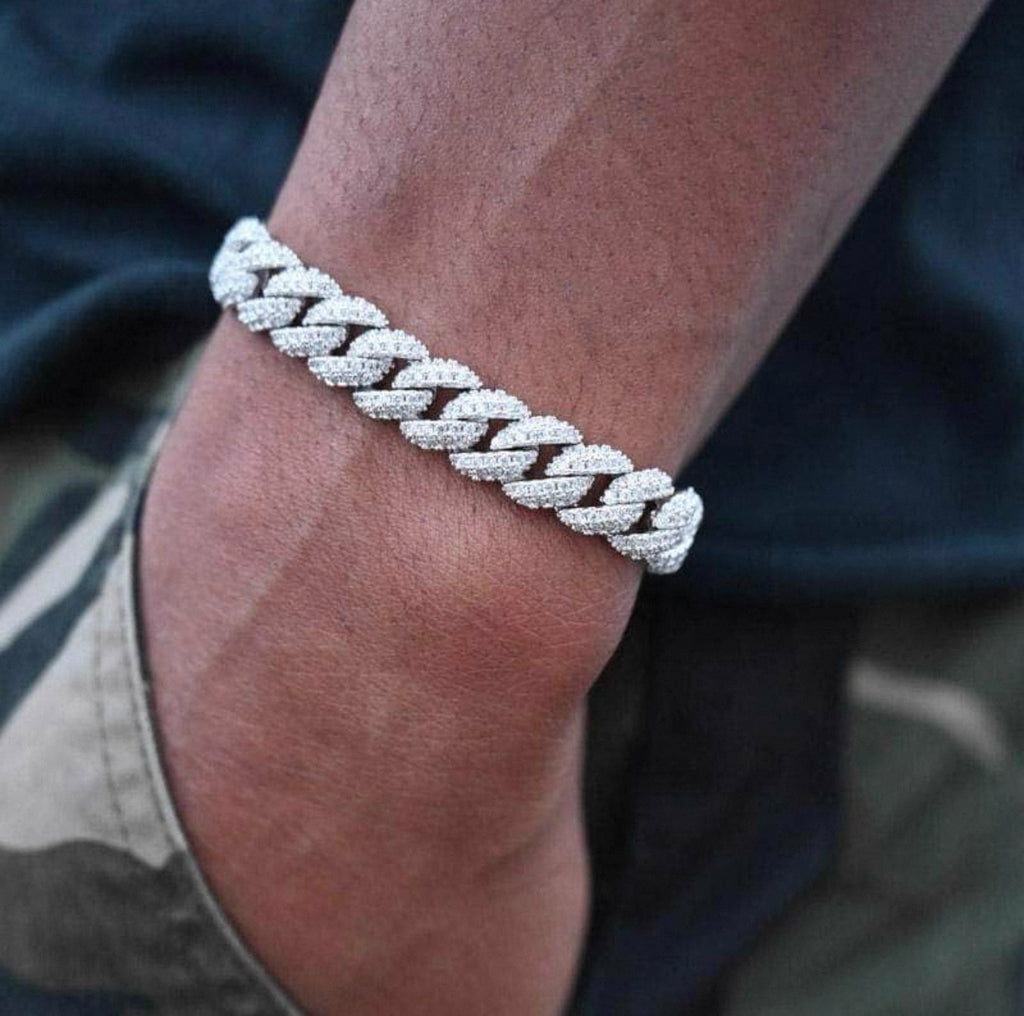 【Ice117】Iced Out Prong Chain Bracelet(9mm)