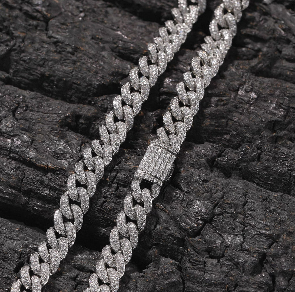 【Ice103】Iced Out Prong Chain Necklace【Moissanite/8mm】