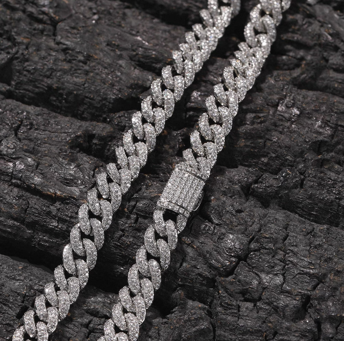 【Ice103】Iced Out Prong Chain Necklace【Moissanite/8mm】