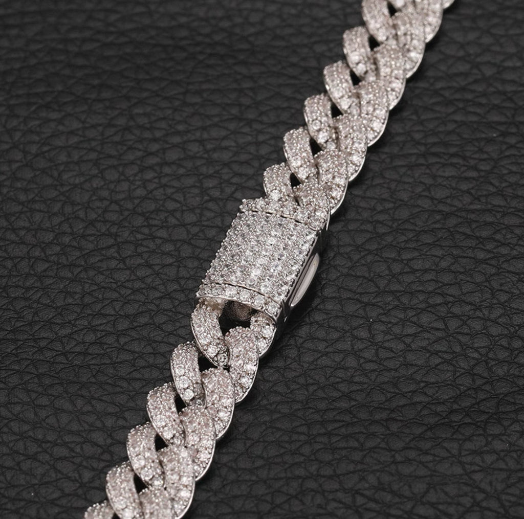 【Ice103】Iced Out Prong Chain Necklace【Moissanite/8mm】