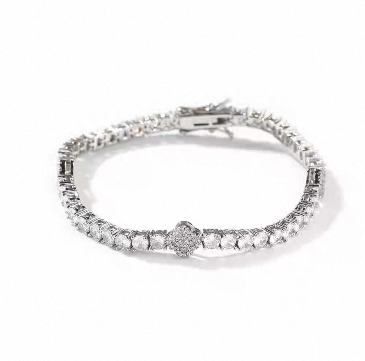 【Ice49】Iced Out Clover Tennis Bracelet