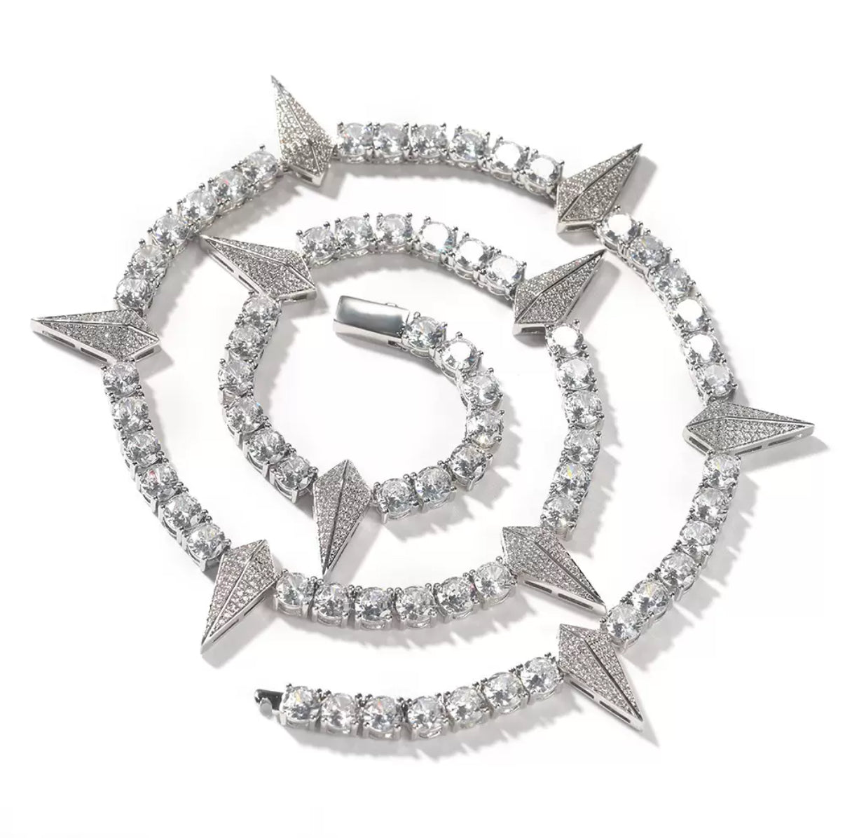 【Ice146】Iced Out Paper Plane Tennis Chain Necklace