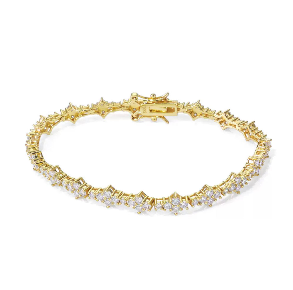 【Ice107】Triple Cut Tennis Chain Bracelet【Moissanite】