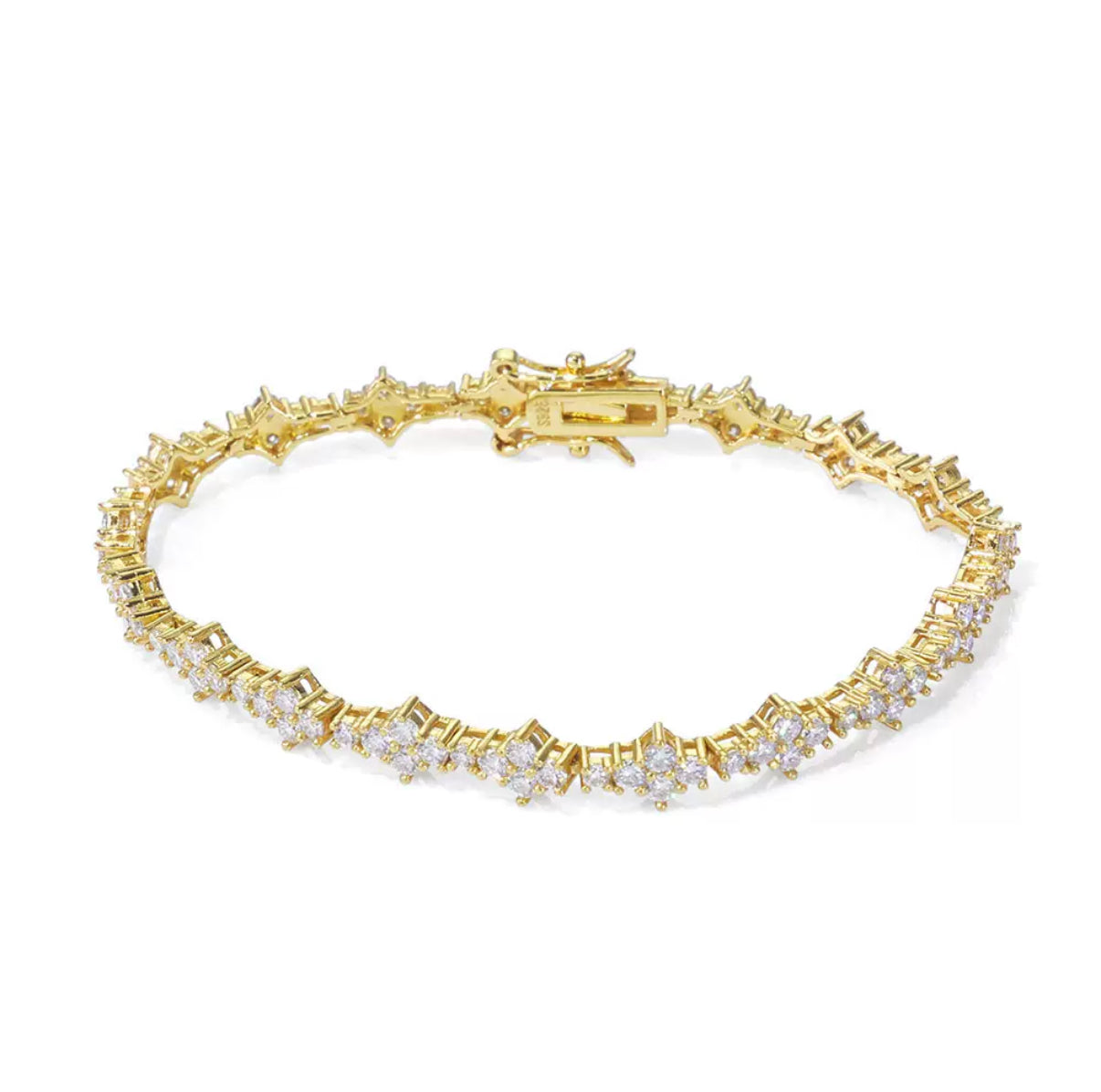 【Ice107】Triple Cut Tennis Chain Bracelet【Moissanite】