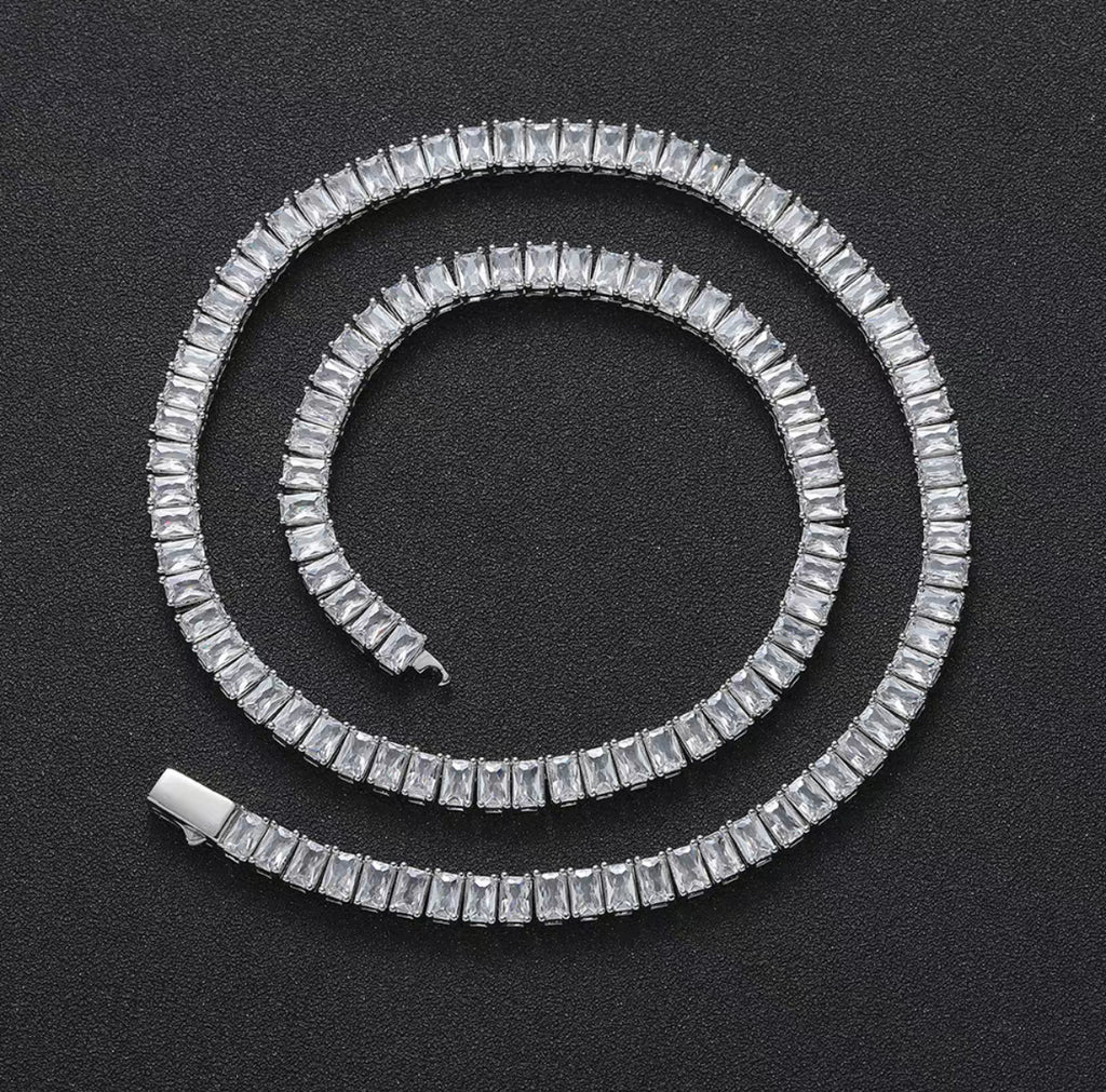【Ice57】Baguette Tennis Chain Necklace