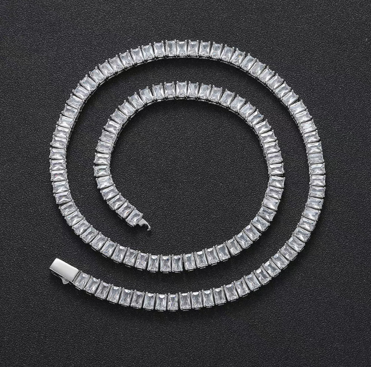 【Ice57】Baguette Tennis Chain Necklace