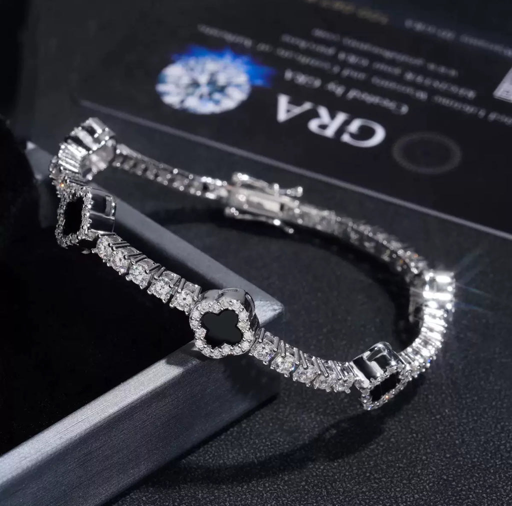 【Ice87】Clover Tennis Bracelet【Moissanite】
