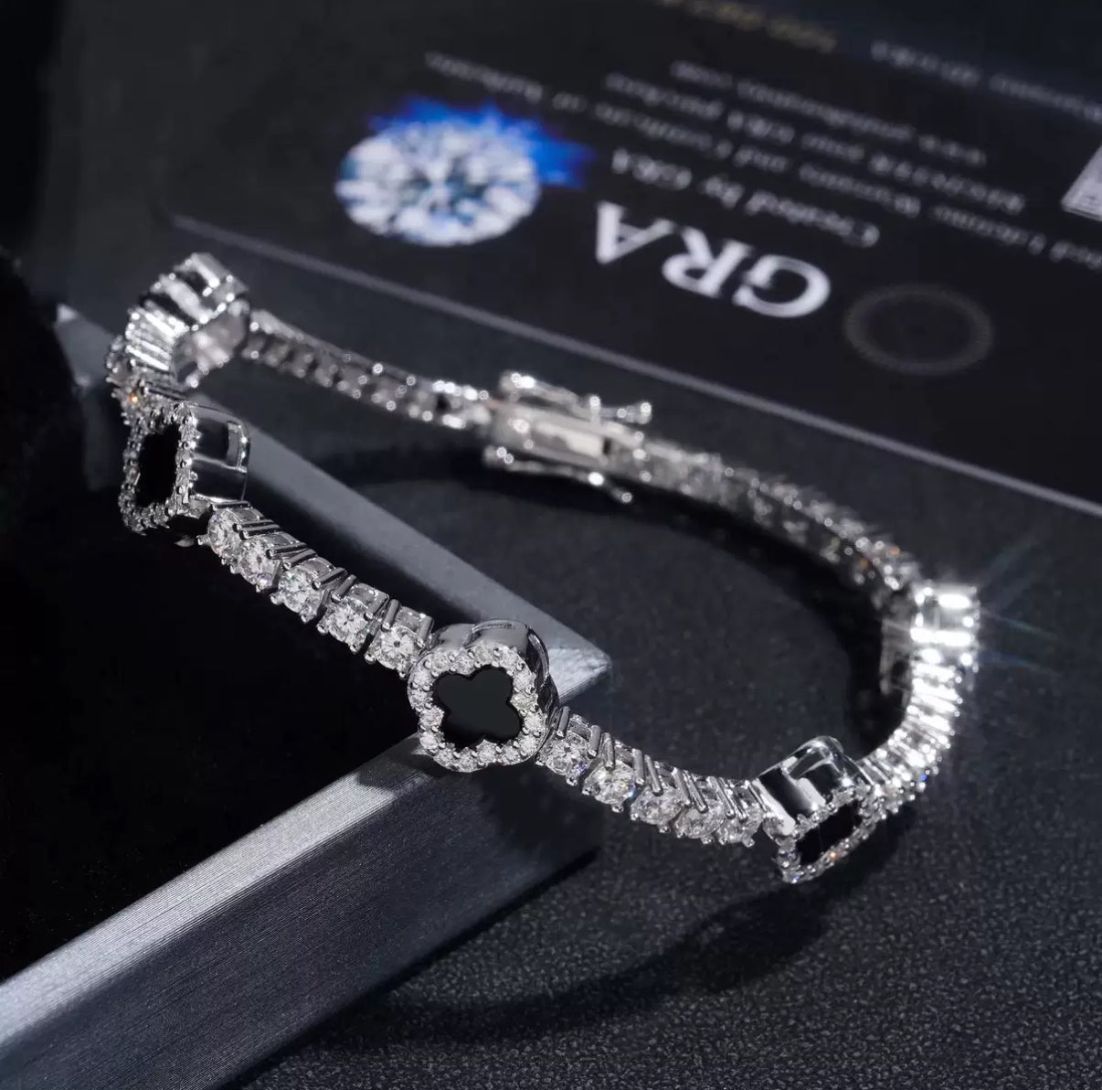 【Ice87】Clover Tennis Bracelet【Moissanite】