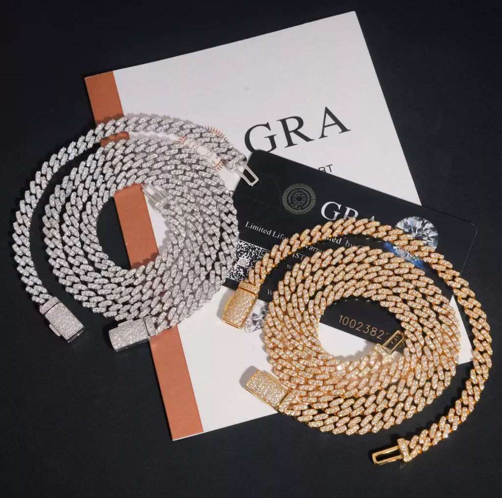 【Ice128】Moissanite Iced Out Prong Chain Bracelet(6mm)