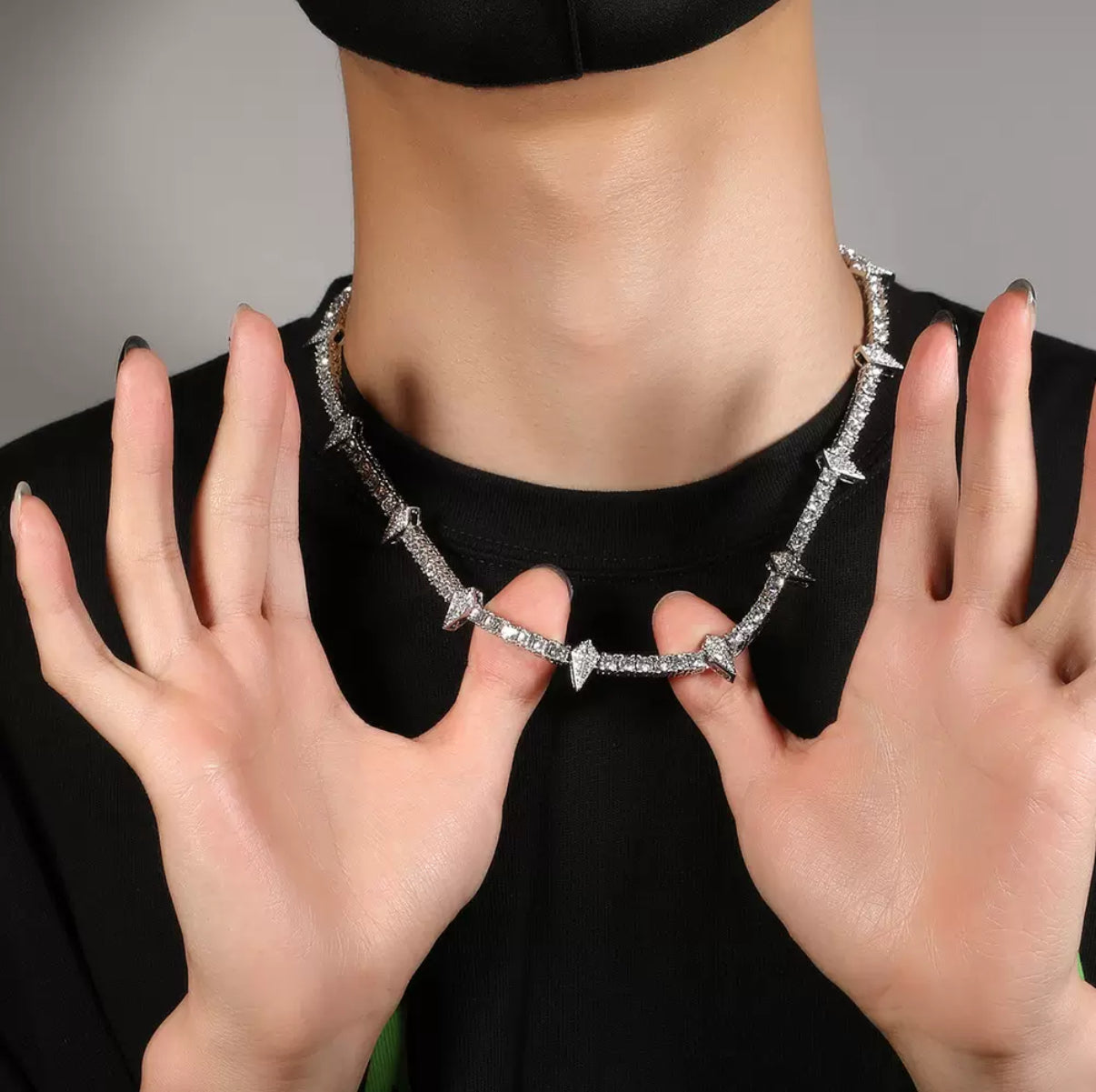 【Ice146】Iced Out Paper Plane Tennis Chain Necklace