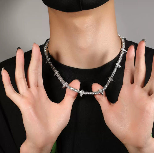 【Ice146】Iced Out Paper Plane Tennis Chain Necklace