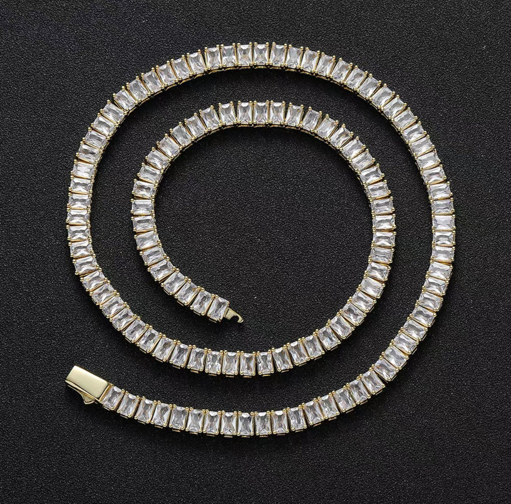 【Ice57】Baguette Tennis Chain Necklace