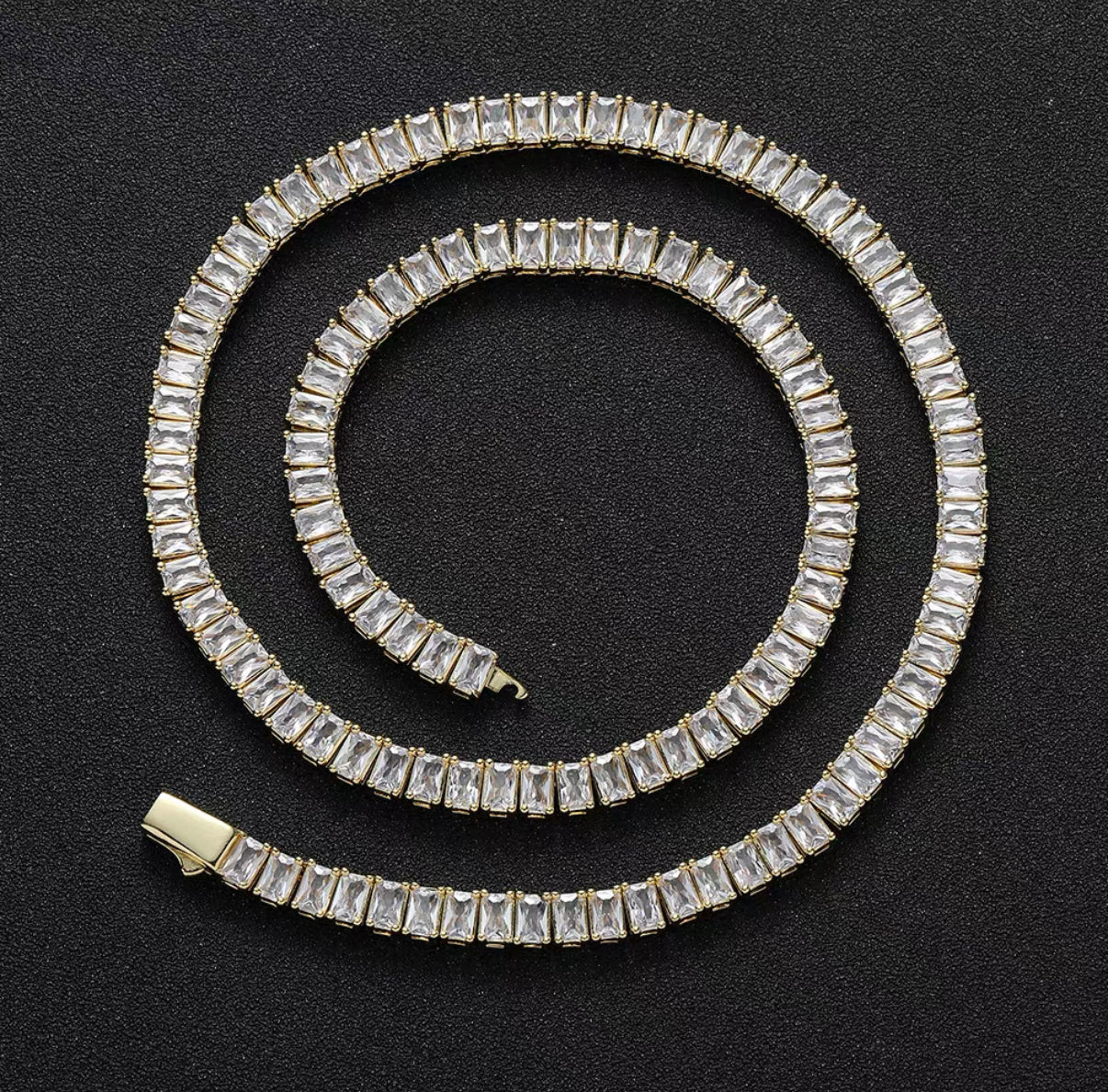 【Ice57】Baguette Tennis Chain Necklace