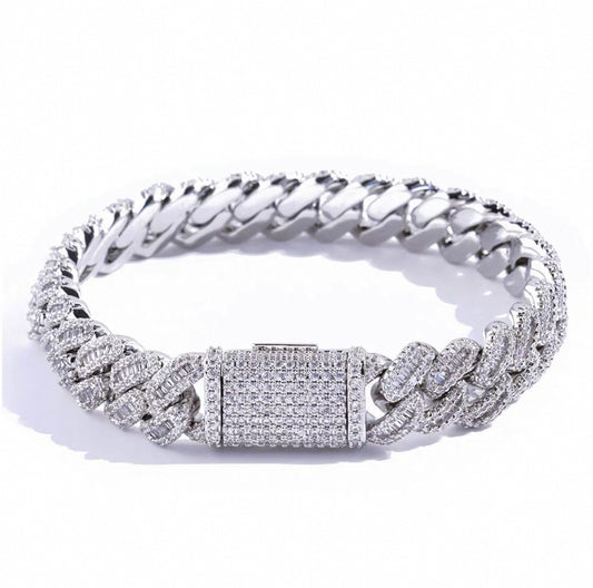 【Ice02】Iced Out Miami Cuban Chain Bracelet(12mm)
