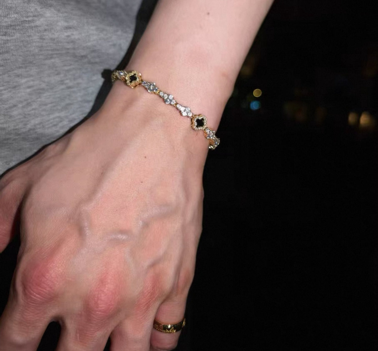 【Ice90】Luxury Clover Triple Cut Tennis Chain Bracelet【Moissanite】