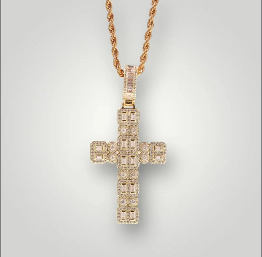 【Ice11】Iced Out Zirconia Cross Pendant