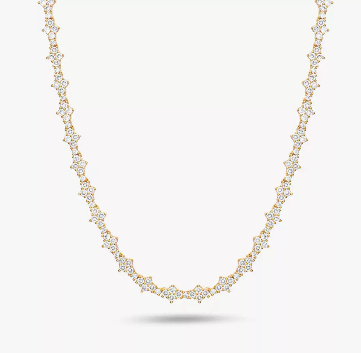 【Ice104】Triple Cut Tennis Chain Necklace【Moissanite】