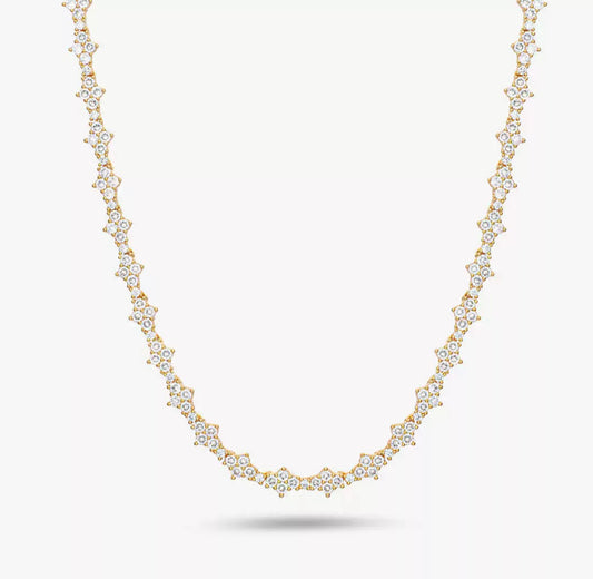 【Ice104】Triple Cut Tennis Chain Necklace【Moissanite】