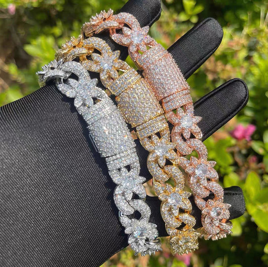 【Ice143】Iced Blossom Cuban Chain Necklace