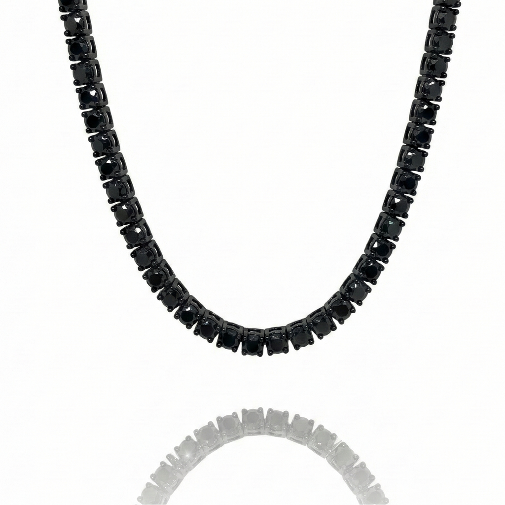 【Ice130】Black Moissanite Tennis Chain Necklace