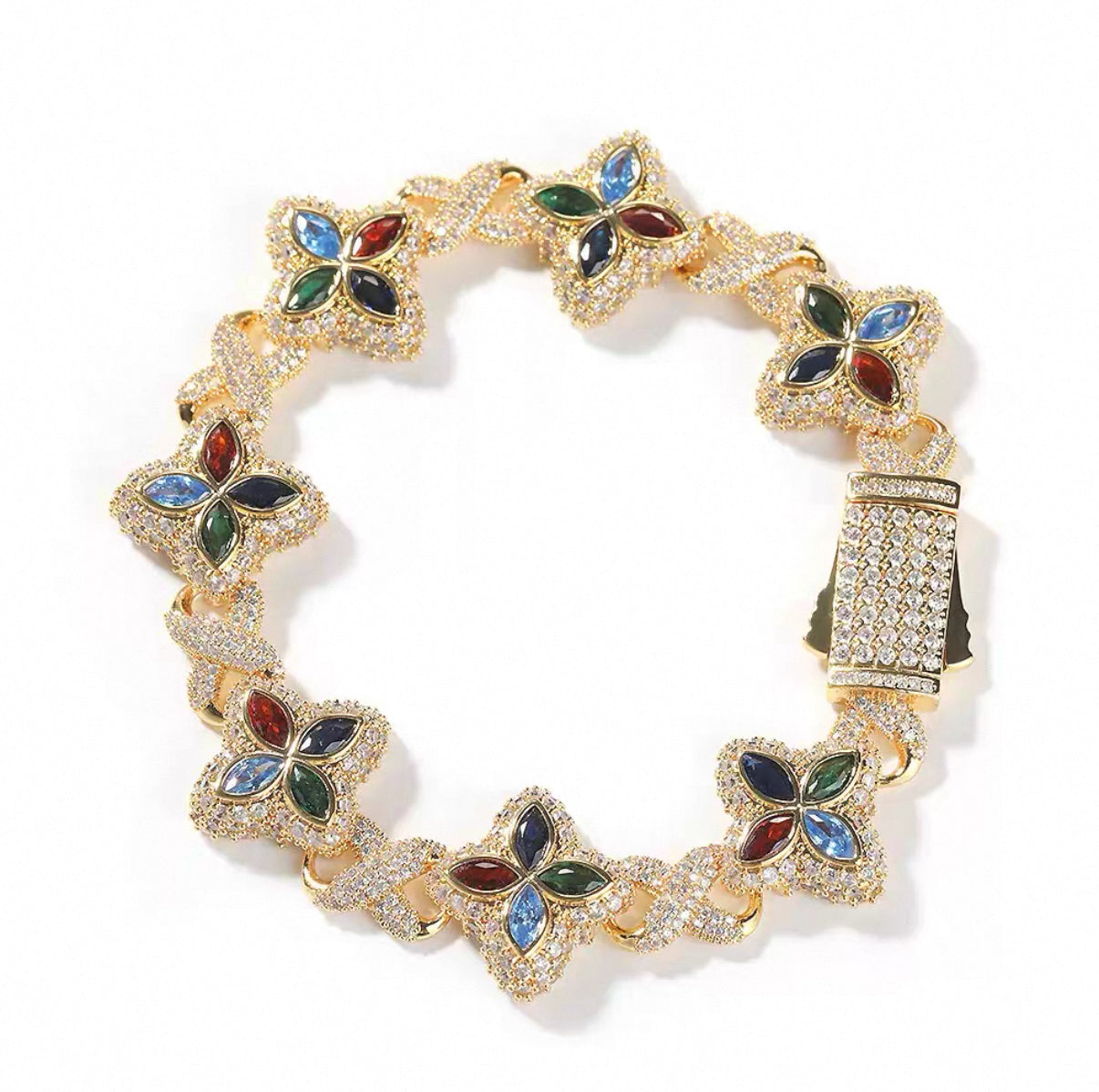 【Ice137】Velour Flower Link Bracelet