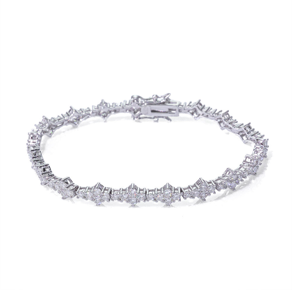 【Ice107】Triple Cut Tennis Chain Bracelet【Moissanite】