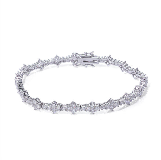 【Ice107】Triple Cut Tennis Chain Bracelet【Moissanite】