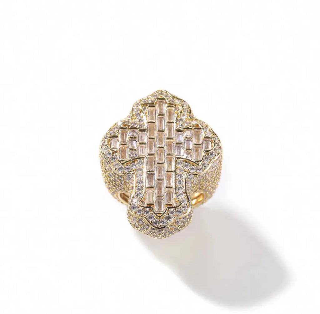 【Ice34】Cross Baguette Ring