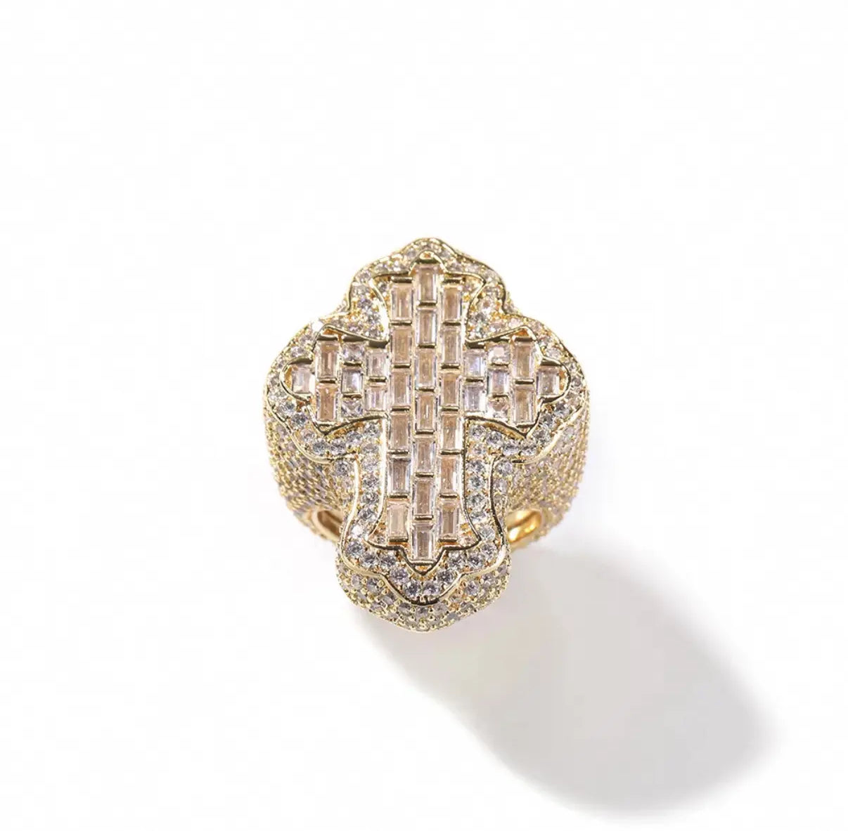 【Ice34】Cross Baguette Ring