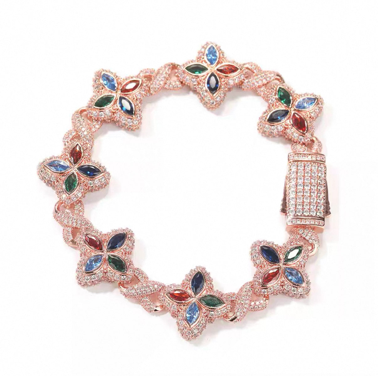 【Ice137】Velour Flower Link Bracelet