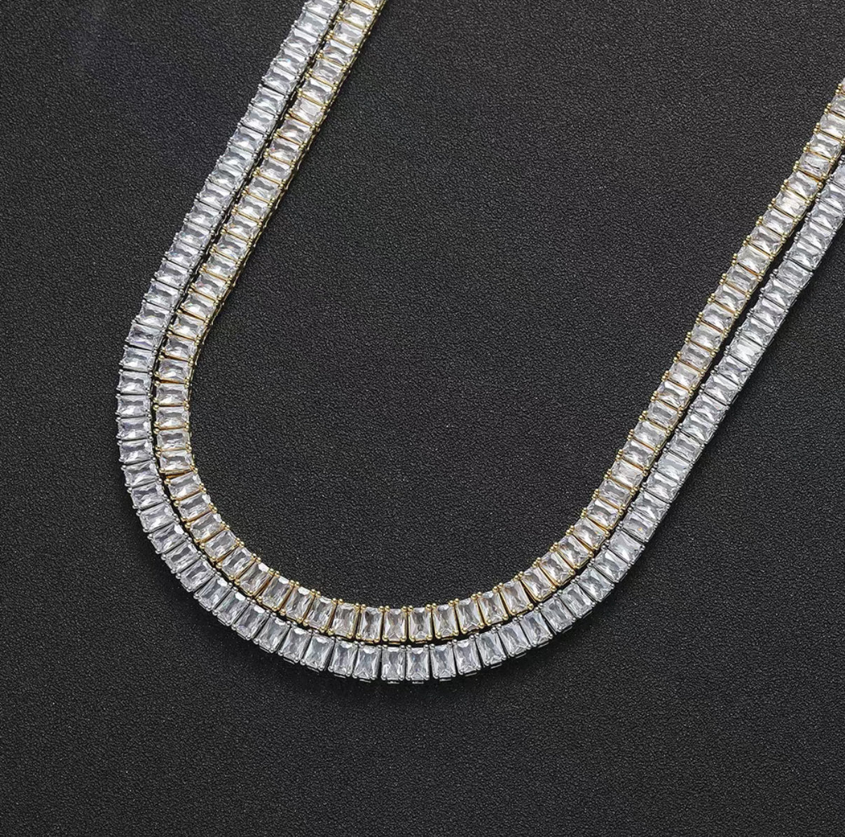 【Ice57】Baguette Tennis Chain Necklace