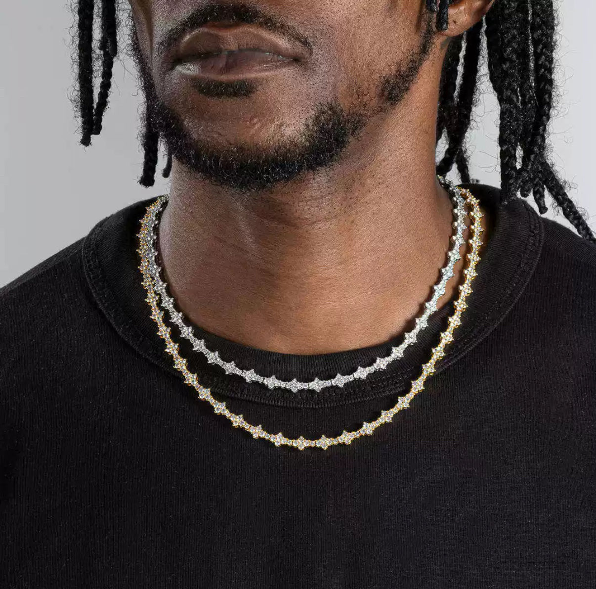 【Ice104】Triple Cut Tennis Chain Necklace【Moissanite】