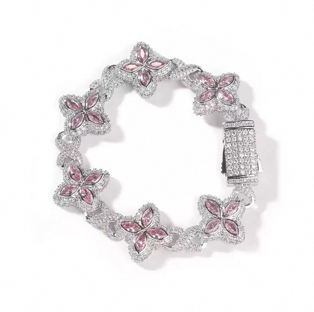 【Ice137】Velour Flower Link Bracelet