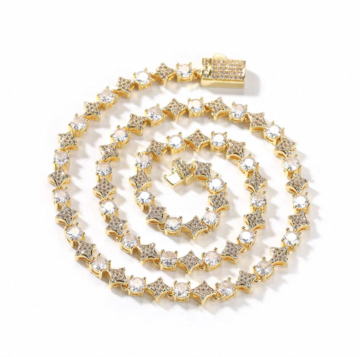 【Ice142】Starry Tennis Chain Necklace