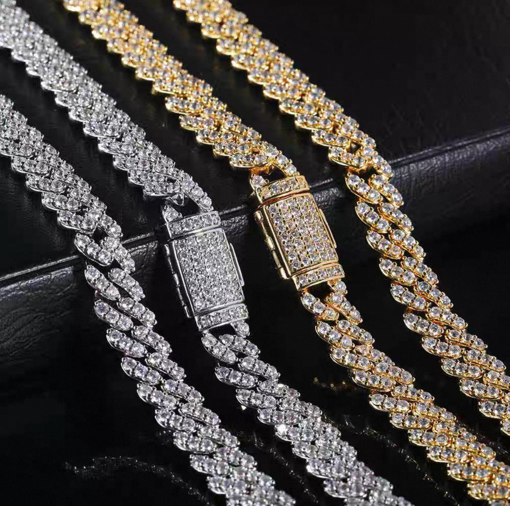 【Ice127】Moissanite Iced Out Prong Chain Necklace (6mm)