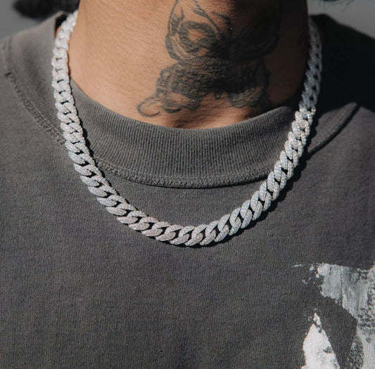 【Ice103】Iced Out Prong Chain Necklace【Moissanite/8mm】