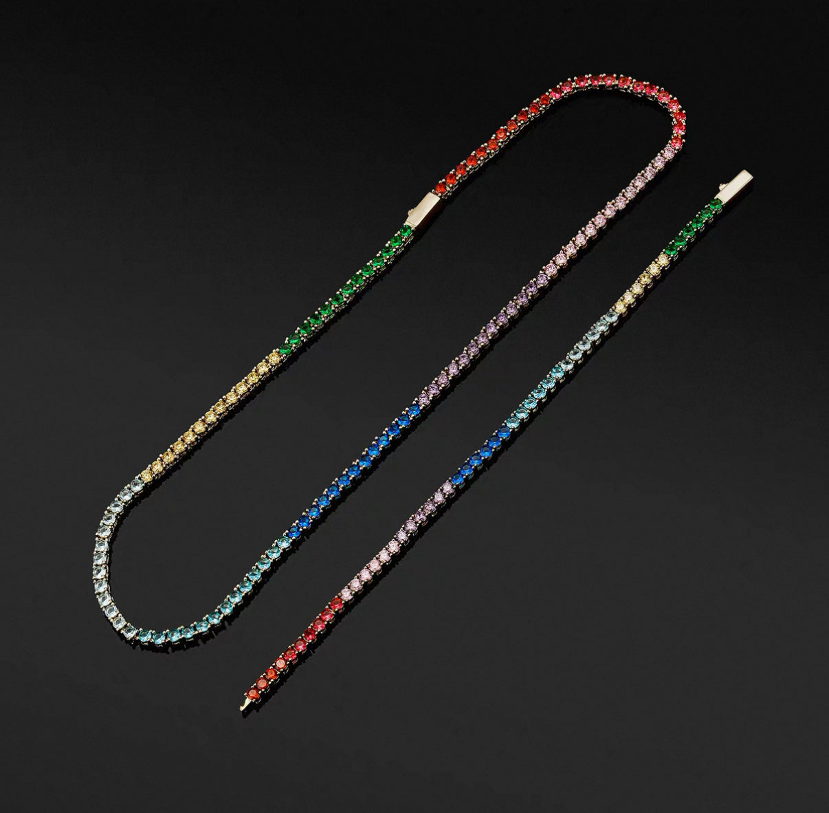 【Ice60】Rainbow Tennis Chain Bracelet(3mm)