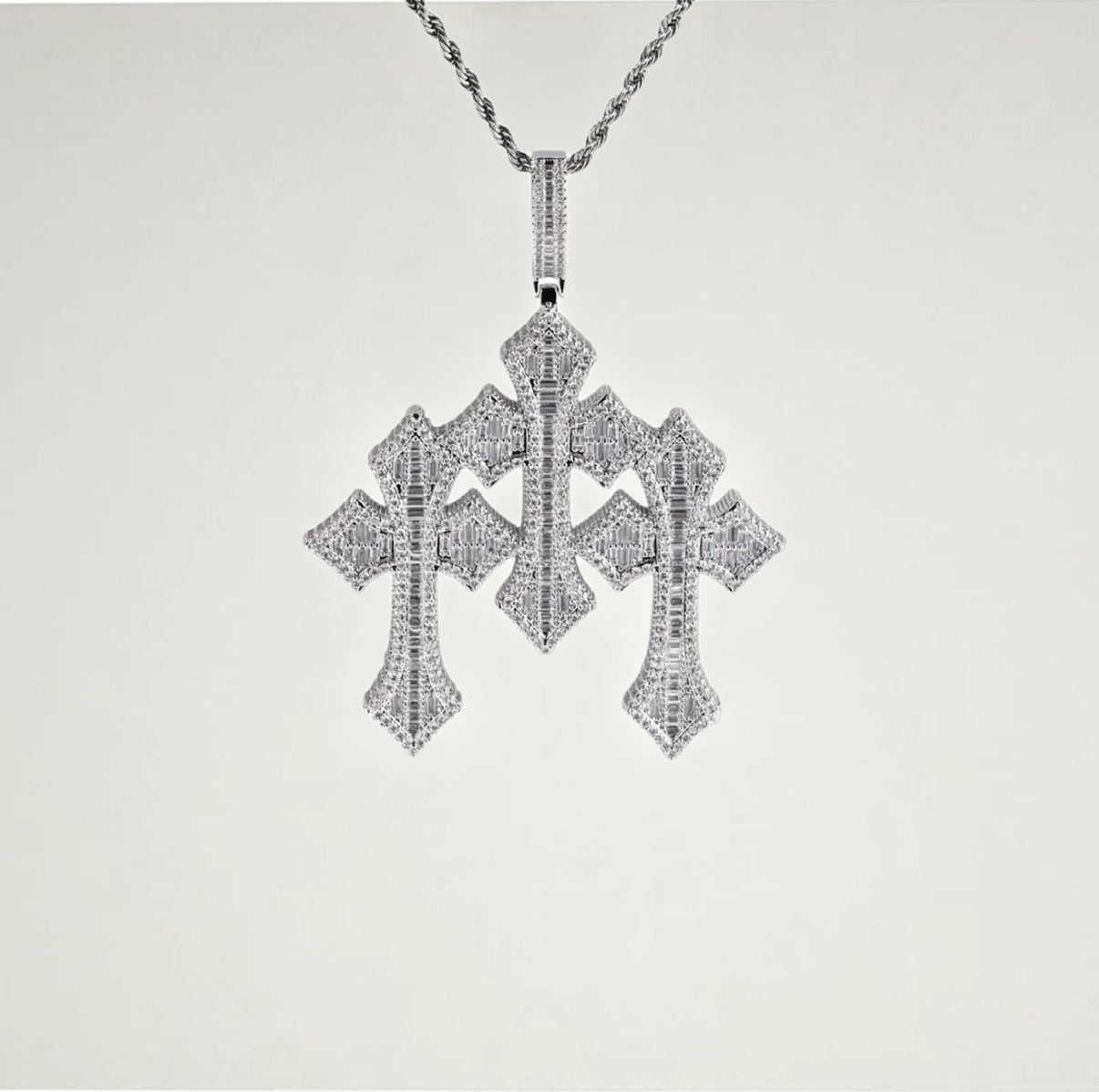 【Ice59】Iced Out Triple Cross Pendant