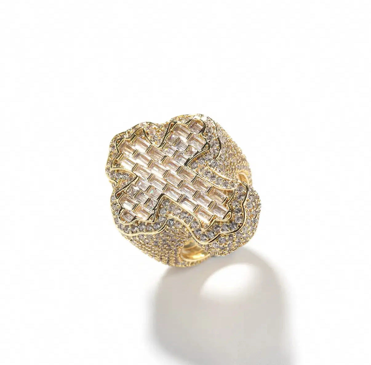 【Ice34】Cross Baguette Ring